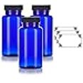 thumbnail image 3 of JUVITUS 5 oz Cobalt Blue Plastic PET Packer Bottles with Black Ribbed Lid (3 pack) + Labels, 3 of 4