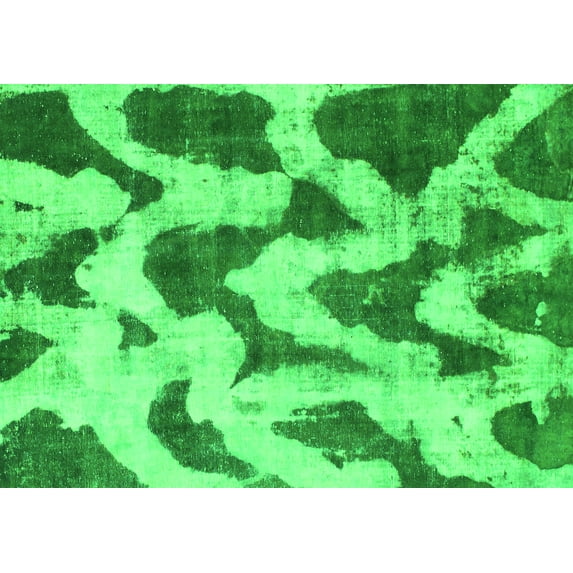 Ahgly Company Indoor Rectangle Abstract Green Modern Area Rugs, 2' x 3'