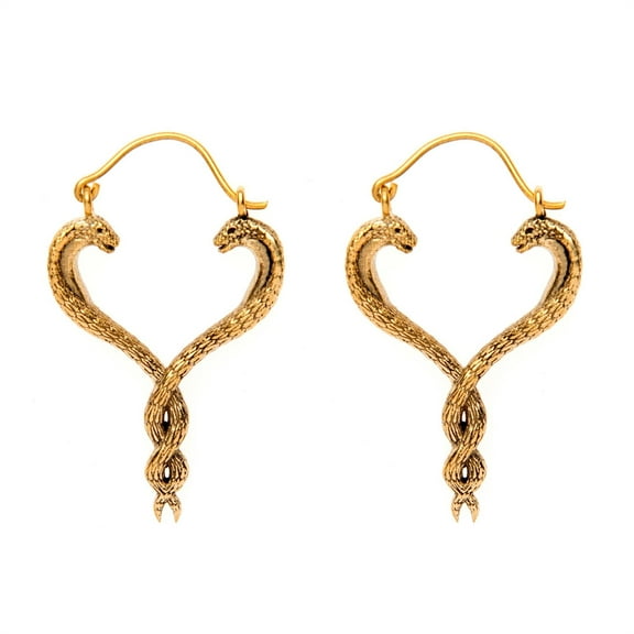 81stgeneration Women's Brass Gold Tone Two Snakes Intertwined Egyptian Style Ethnic Earrings