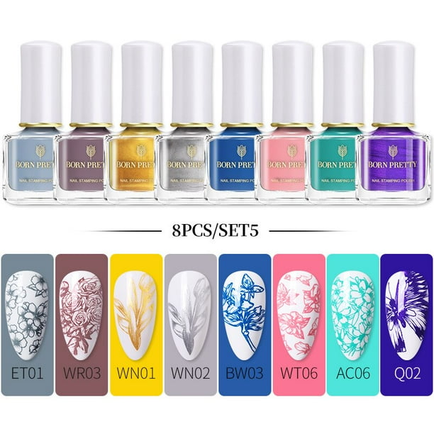 BORN PRETTY Nail Stamping Set Black White Stamping Polish Flower Geometry Pattern Nail Art Template Kit Basic Stamping Plate LotChina Gong Bohan LED
