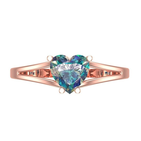 Solitaire Engagement Ring for Women - 1ct Blue Moissanite in 18K Rose Gold Promise Ring