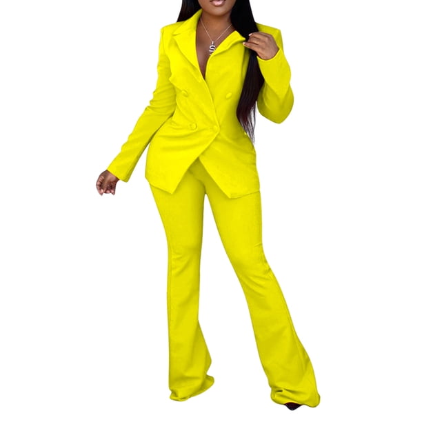 Txlixc Office Lady Traje de 2 piezas Slim Fit Color sólido Mujeres Blazer y conjunto de pantalones de trabajo para ropa casual Fiesta de negocios Txlixc Moda