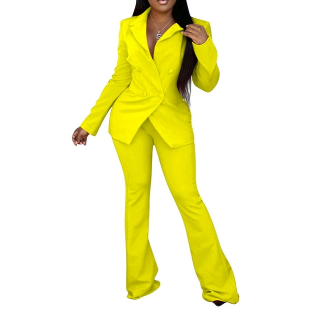 Txlixc Office Lady Traje de 2 piezas Slim Fit Color sólido Mujeres Blazer y conjunto de pantalones de trabajo para ropa casual Fiesta de negocios Txlixc Moda