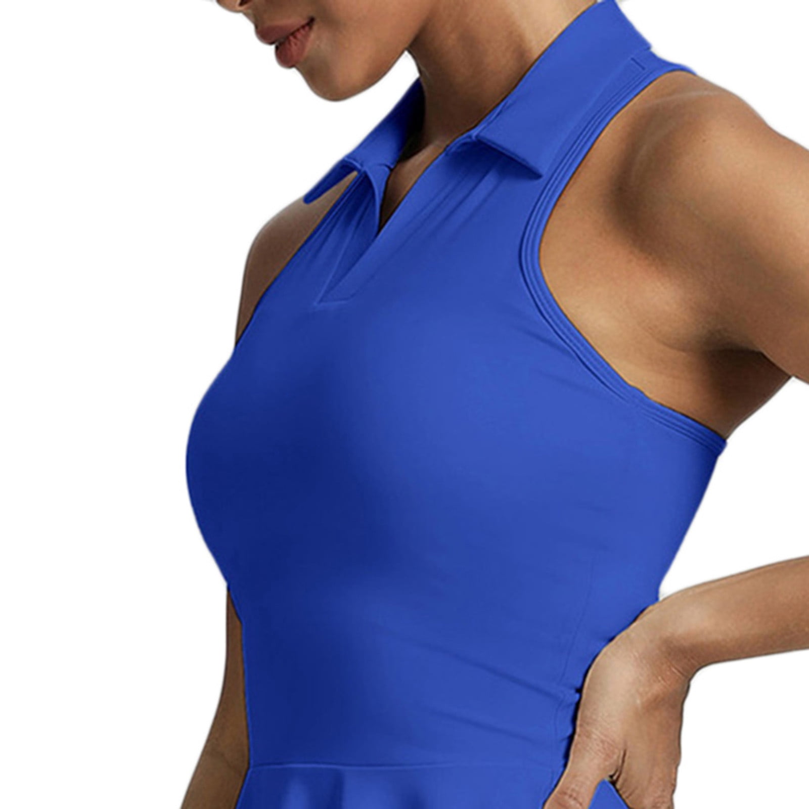 Women's Sporty Mini Dress Sleeveless V Neck Lapel Collar A-Line Tennis Dress with Built In Shorts Breathable Stretchy Athletic Apparel For Golf Exercise Outdoor Daily Wear