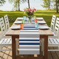 thumbnail image 4 of Modern Vertical Stripes Table Runner-36 Inch Long Navy Blue Grey White Table Runners Linen Burlap Tablerunner for Kitchen Dining Room Holiday Party, 4 of 9