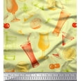thumbnail image 1 of Soimoi Orange Silk Fabric Lemon Slice & Soft Drink Beverages Print Fabric by the Yard 42 Inch Wide, 1 of 3