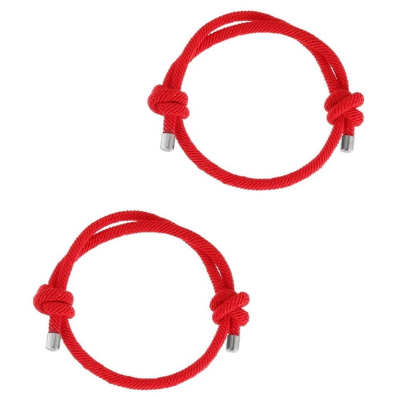 Minkissy 2Pcs Red Cord Bracelet Adjustable Knot Friendship Bracelet for Fortune and Protection