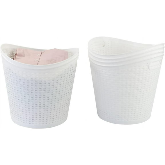 6-Pack 30L Plastic Laundry Hamper, Large Plastic Storage Basket, White