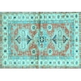 thumbnail image 1 of Ahgly Company Indoor Rectangle Geometric Light Blue Traditional Area Rugs, 7' x 10', 1 of 4