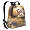 thumbnail image 2 of Lsque Cute Panda Sunflower Pattern Backpack – School Travel Canvas Daypack with Ergonomic Padded Straps, Multiple Compartments & Leather Handle, 2 of 5