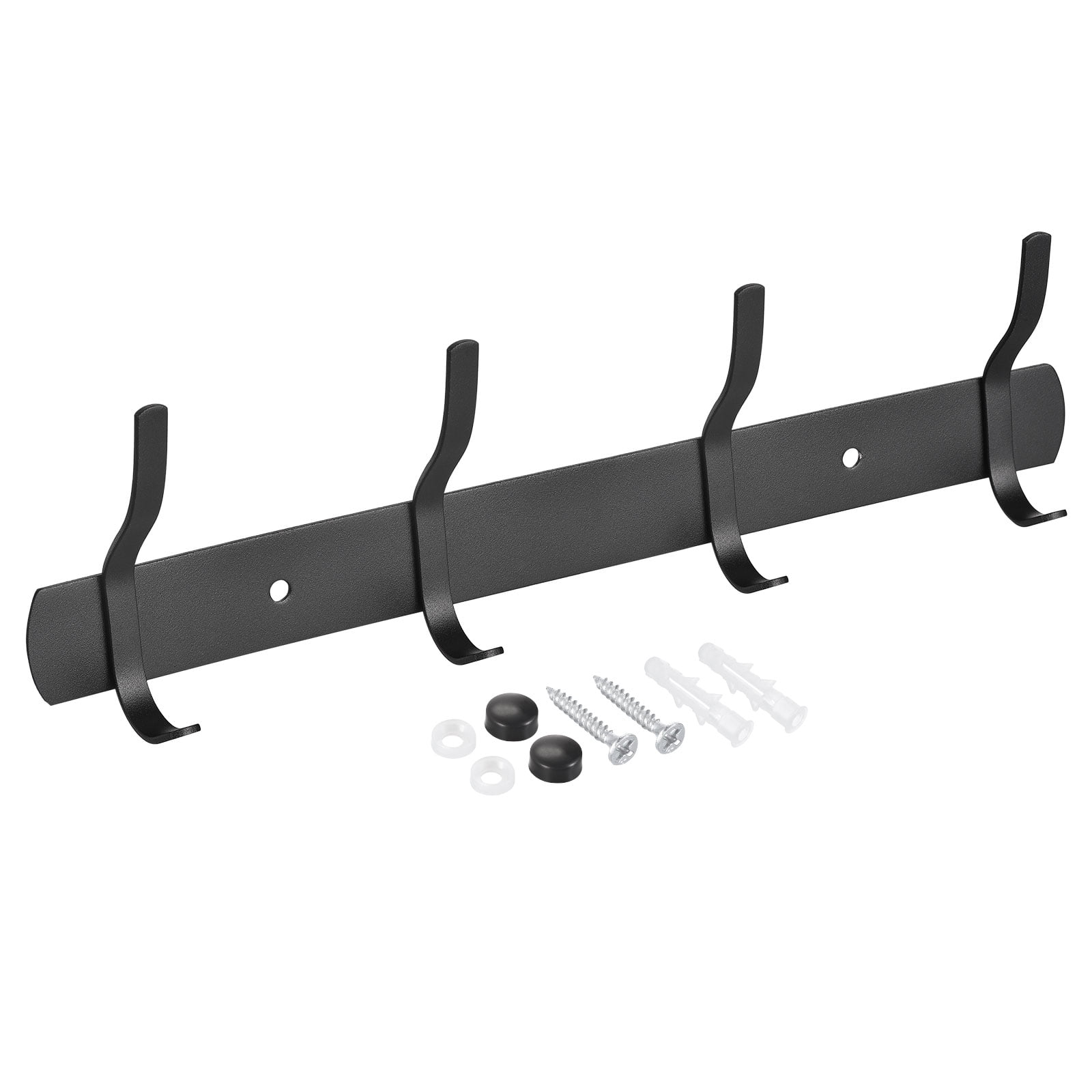 Uxcell Black Wall Mounted with 4 Hooks Coat Hook Rack Wall Hanger