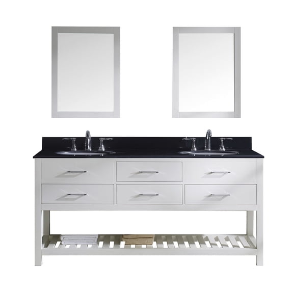 Virtu MD-2272-BGRO-WH-001 Caroline Estate 72 Inch Double Bathroom Vanity Set In White