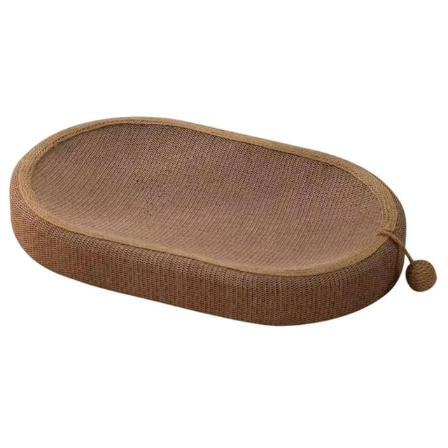 Bunblic Cat Scratcher Bed with Interactive Toy Ball 2 in 1 Scratch Pad Bowl Oval Sofa Furniture Protection Kitten Scratcher Board Pad 56cmx37cmx7cm