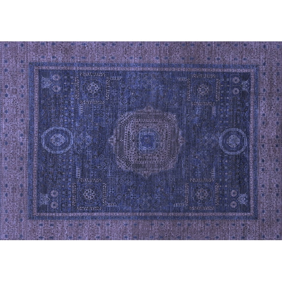 Ahgly Company Machine Washable Indoor Rectangle Abstract Blue Modern Area Rugs, 2' x 4'