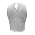 thumbnail image 5 of SNKSDGM Female Womens Ribbed Tank Top High Neck Women's Tank Tops Women Fashion Solid Sequin Casual Sexy Crewneck Sleeveless Vest S, 5 of 6