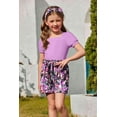 thumbnail image 3 of Arshiner Toddler Girls 3 Piece Outfit Set Puff Sleeve Square Neck Top with Shorts and Matching Headband Summer Clothes, 3 of 6
