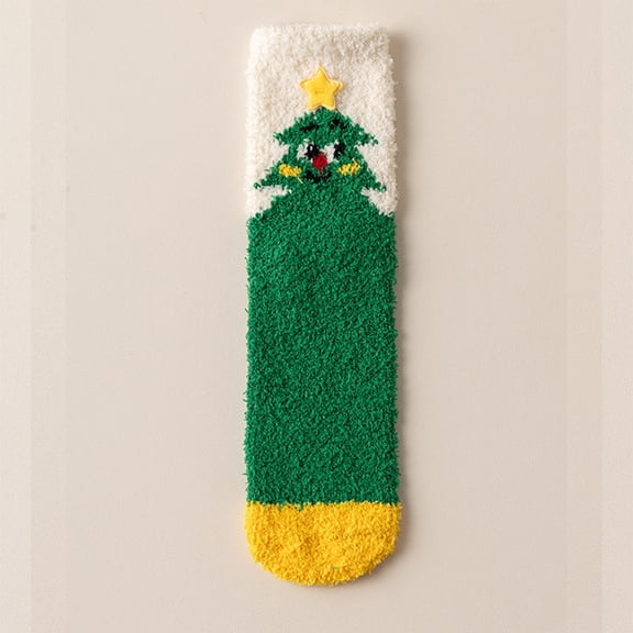 Women Christmas 3D Cartoon Mid Calf Socks Cute Cozy Floor Sleeping Socks Holiday Gift One Size