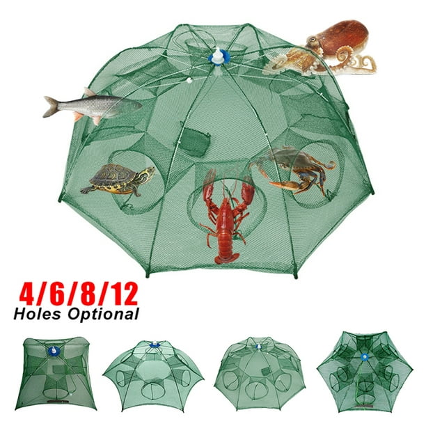 Fishing Bait Trap Foldable Fish Shrimp Net Trap Cast Net Dip Cage  Collapsible 4/6/8/12 Hole Fishing Accessories 