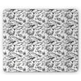 thumbnail image 1 of Crabs Mouse Pad, Sea Animals a Vintage Illustration of Hand Drawn Seafood Pattern Artwork Print, Rectangle Non-Slip Rubber Mousepad, Black and White, by Ambesonne, 1 of 2