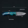 thumbnail image 2 of Bilot 7" Drop Point Damascus Steel Fixed Blade Knife Perfect for Skinning & Hunting with Blue Dyed Bone handle includes Leather Sheath, 2 of 7