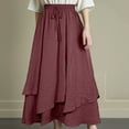 thumbnail image 6 of nerohusy Womens Renaissance Elastic High Waist Skirt Drawstring Double Layered Flowy Long Skirts Vintage Boho Skirts with Pockets 2025 Red,S, 6 of 7