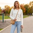 thumbnail image 4 of Dwellite Womens Cardigan Cropped Button Up Sweater Loose Fit Long Sleeve Polka Dot Comfy Crew Neck Fall Winter Knit Cardigan Jackets 2026 White L, 4 of 7
