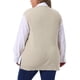 thumbnail image 3 of Chaleco de suéter de mujer de tallas grandes Agnes Orinda, tejido acanalado, cuello en V, sin mangas, con dobladillo dividido, blusa casual sin mangas 4X beige, 3 of 6