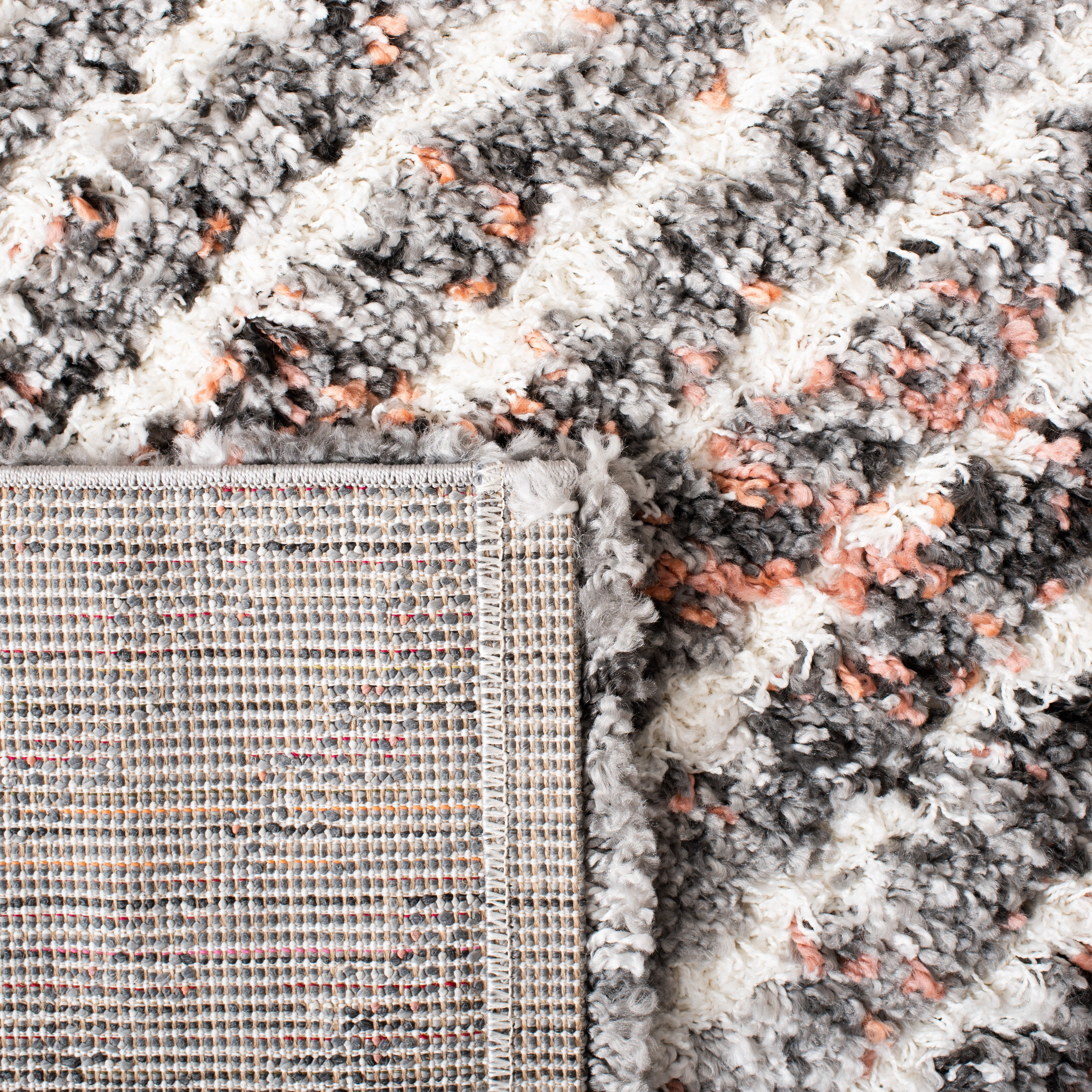 SAFAVIEH Canyon Casey Distressed Shag Area Rug, Gray/Ivory, 6'7" x 6'7" Square