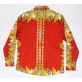 thumbnail image 5 of Men's Pazo Red & Gold Rhinestone Designer Long Sleeve Modern Fit Shirt, 5 of 6