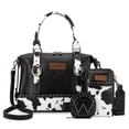 thumbnail image 1 of Juego de bolsos médicos Wrangler para mujer con asa en la parte superior, bandolera tipo vagabundo, bandolera, bolso bandolera con piel granulada de caballo loco para mujer WG48S-S51101CBK, 1 of 6