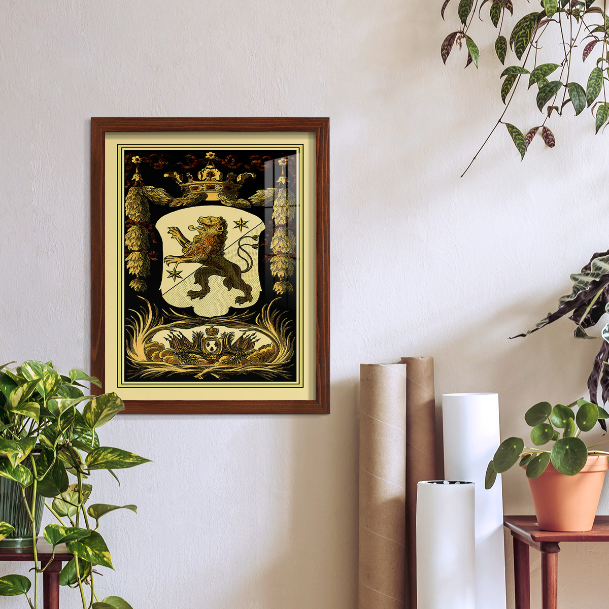 Family Crest III -Framed Print w/glass-Chestnut