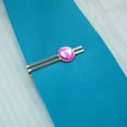 thumbnail image 2 of Breast Cancer Awareness Pink Ribbon in Heart Round Tie Bar Clip Clasp Tack Silver Color Plated, 2 of 5