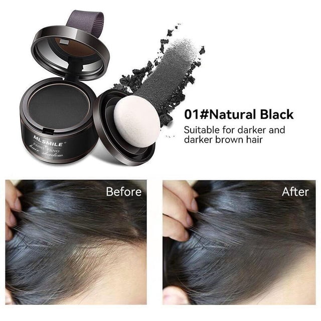HHBEAUTY Poudre pour Ligne de Cheveux - Retouche des Racines Coloration des Cheveux pour Couvrir les Cheveux Gris - Poudre pour Camoufler les Taches pour Femmes et Hommes - Antitaches 48 Heures, Noir
