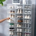 thumbnail image 2 of 4pcs Transparent Shoe Container Stackable Storage Box Sports Shoes Storage Organizer, 2 of 5