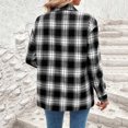 thumbnail image 4 of QQAMB Women's Jacket Flannel Plaid Shacket Long Sleeve Button Down Shirts Jacket Coats Black S, 4 of 5