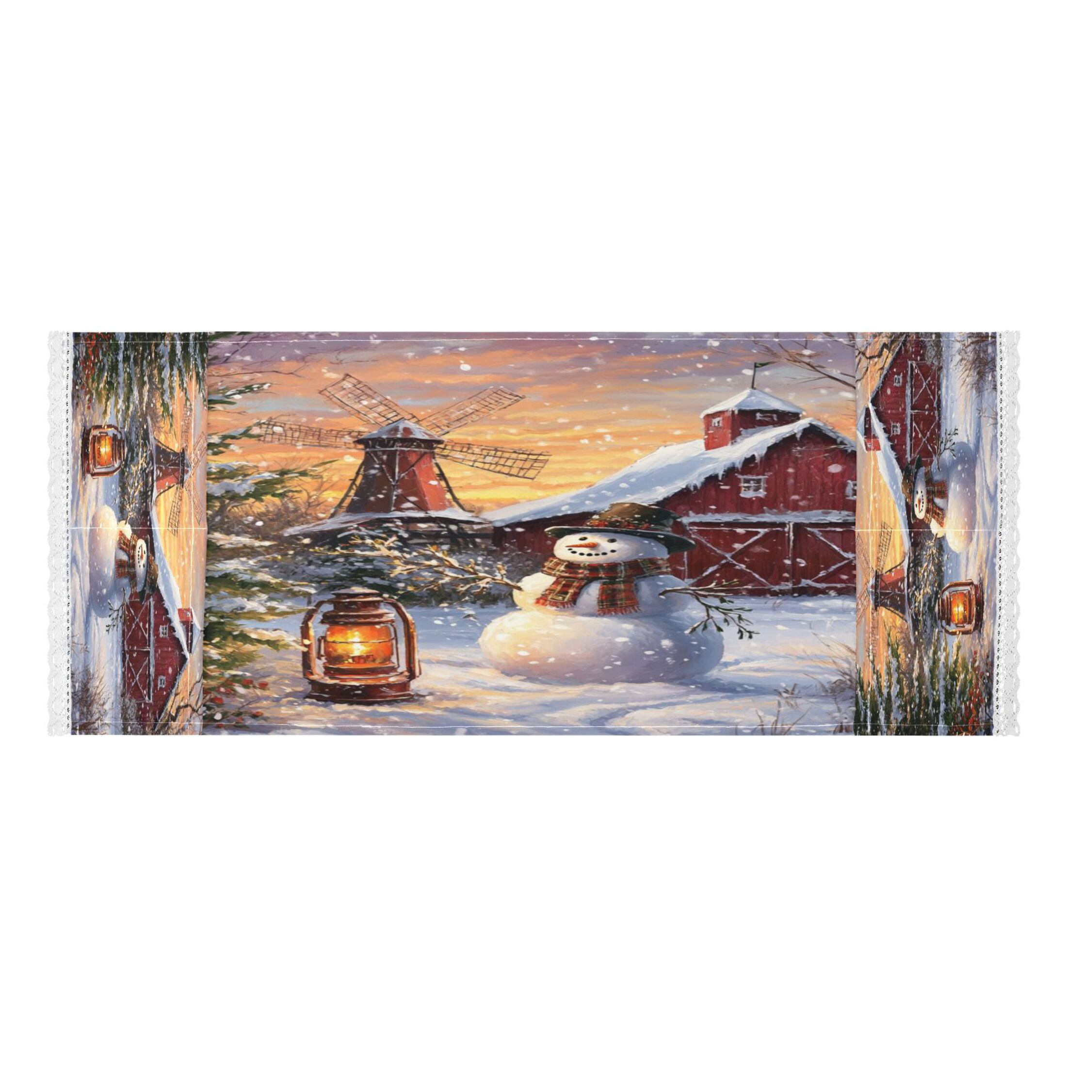 WOBOGO Barn Snowman Washing Machine Cloth Dryer Refrigerator Top Cover Protective Non-Slip Mat For Kitchen Laundry