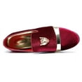 thumbnail image 3 of Santimon Men Velvet Loafers Golden Animal Buckle Slip-On Formal Dress Shoes Red 9 US, 3 of 8