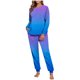 thumbnail image 2 of Conjunto de pijama informal de invierno para mujer, de doble cara, con cuello redondo estampado, manga larga, top anudado a mano, pantalones con cordón ajustable, ropa de casa, blusa de poliéster., 2 of 7