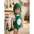 thumbnail image 3 of Cjfdfy Newborn Baby Boy Girl Halloween Fall Outfit Dinosaur Plush Sleeveless Square Neck Romper With Hat Set Cute My First Halloween Cosplay Fall Winter Outfit 0-18 Months, 3 of 9
