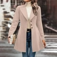 thumbnail image 2 of Women's Lapel Wool Blend Wrap Coat Long Sleeve Button Down Cotton Jackets Casual Cotton Lightweight Tunic Tops Outwear (S, Khaki), 2 of 6