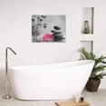 thumbnail image 5 of Bamboo and Pink Floral Wall Art for Bathroom Water Lily and Grey Zen Stone Canvas Wall Art Wall Paintings Home Decor Spa Wall Pictures for Living Room Bedroom Office Ready To Hang, 16x12 Inch, 5 of 6