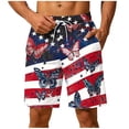 thumbnail image 2 of Men's Patriotic 4th of July Print Quick-Dry Swim Trunks, Elastic Waist Beach Shorts with Pockets Coffee L, 2 of 6