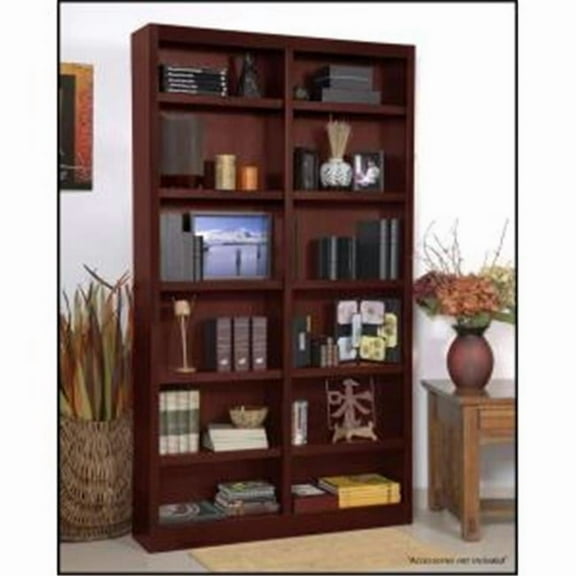 Double Wide Bookcase- Cherry Finish 12 Shelves