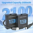 thumbnail image 3 of For Gopro Hero 13 Battery 2-Pack 2100mAh and USB Storage 3-Channel Fast Charger Fully Compatible with Go Pro Hero 13 Black, 3 of 6