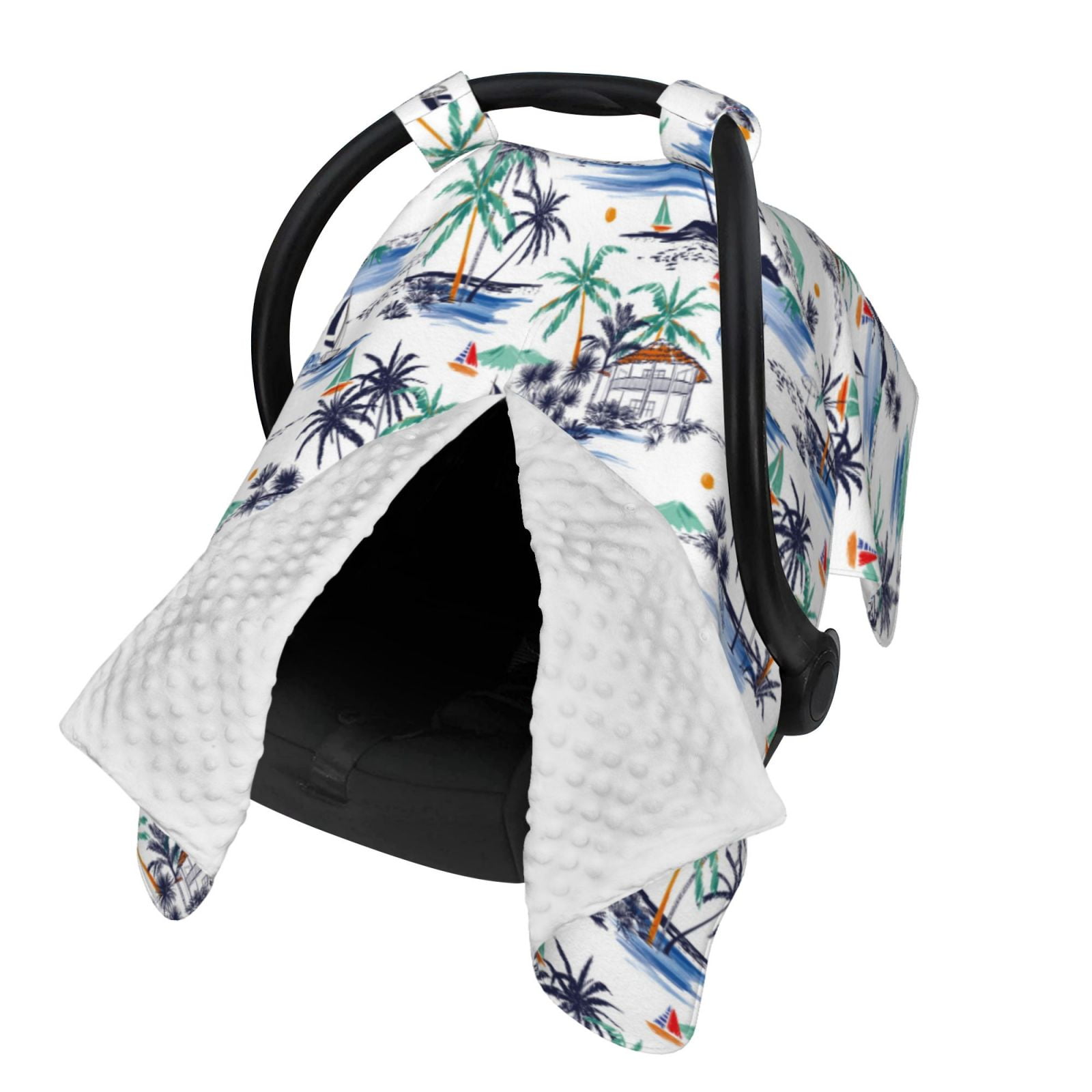 Naloa Hawaii Palms Baby Car Seat Cover, Breathable Baby Carrier Cover, Multiuse Baby Carrier Cover & Nursing Breastfeeding Cover