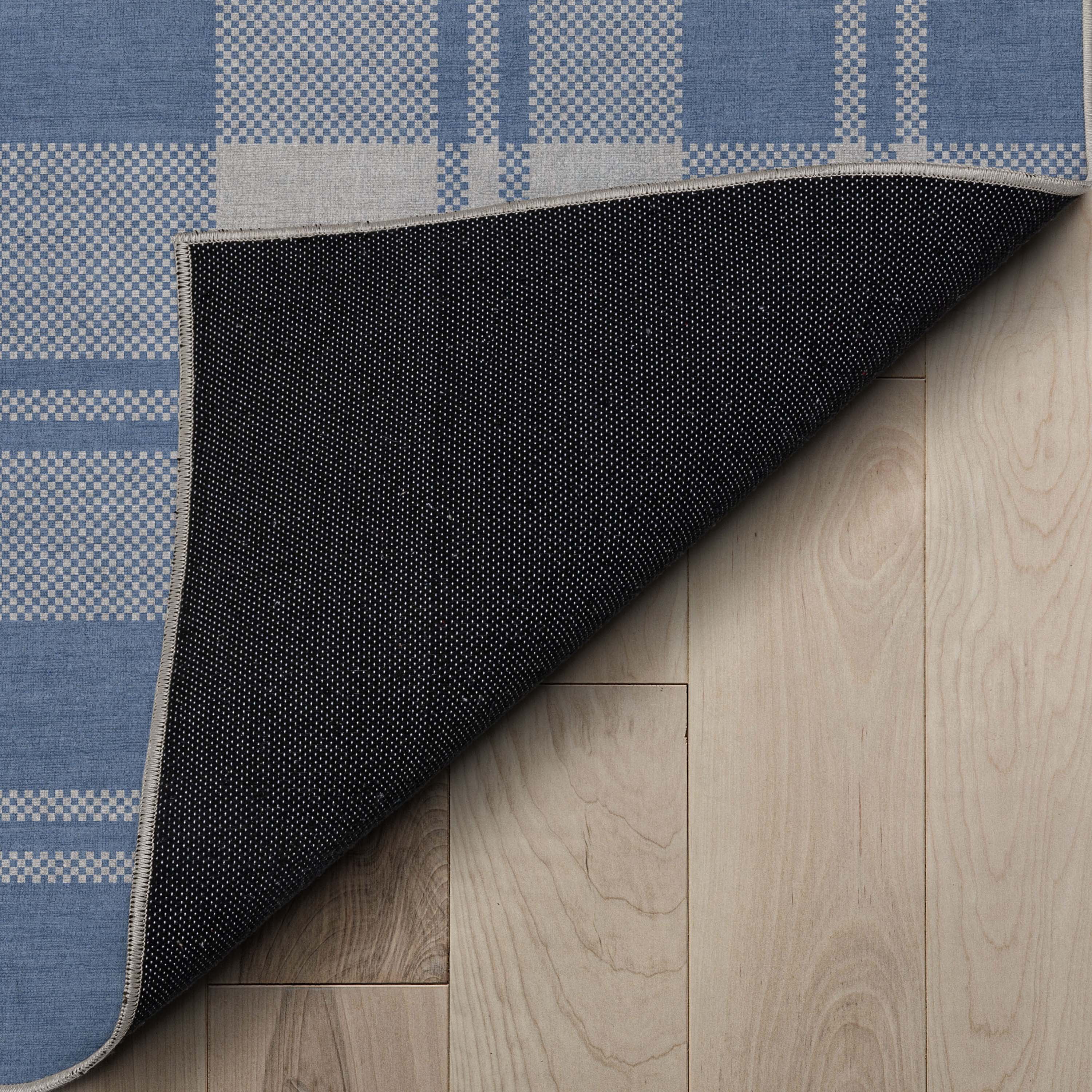 Well Woven Apollo Flatwoven Plaid Blue 2'3" x 7'3" Runner Rug