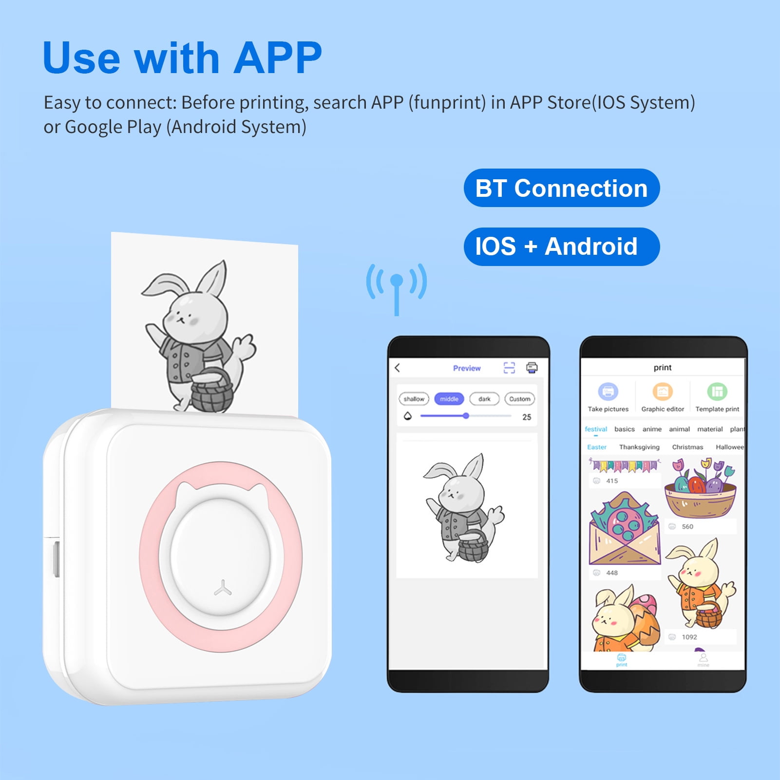 Printer,Printer Portable Printer All-in-one Support Bt With 11 Paper Rolls 57mm Compatible With Printer Support Bt With Ios Android Paper Rolls 57mm Bt With 11 Printer Mi-ni Printer