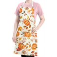 thumbnail image 5 of Fall Pumpkins Leaves Pattern Apron-Garden Aprons for Women with Pockets-Cotton Linen Waterproof Kitchen Cooking Gardening Aprons Adjustable for Kitchen,Cooking,BBQ and Salon 33"x27", 5 of 7