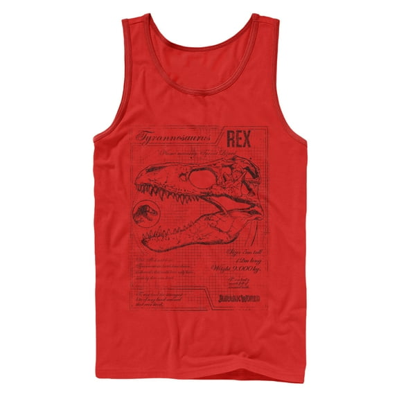 Men's Jurassic World: Fallen Kingdom T. Rex Schematics  Tank Top Red Medium