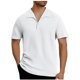thumbnail image 1 of Playera Elvqul de Hombre Casual Stretch Algodón Manga Corta de Color Sólido Blanco con Solapa Abotonada, 1 of 8